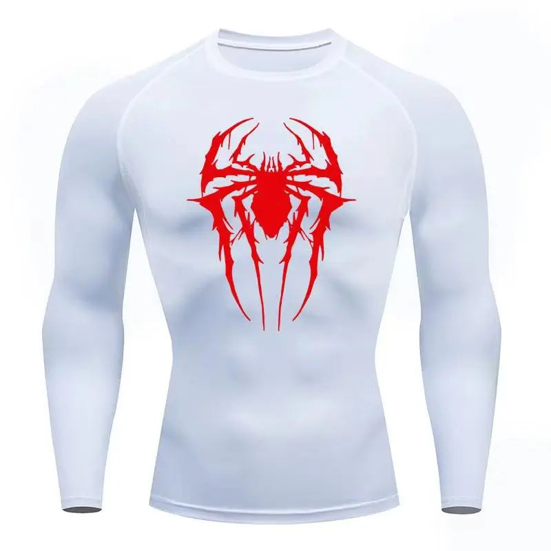 Casual Anime Print Running Compression T-Shirt Men Quick-Drying Fitness Sportswear Gym Sports Long Sleeve Breathable Top S-3XL