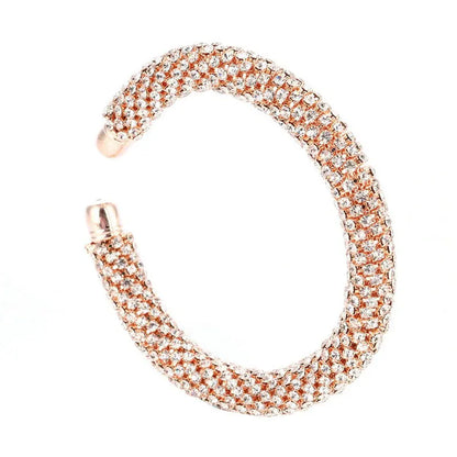 Fashion Open Cuff Round Bracelet Bangle Women Gold Silver Color Crystal Rhinestone Claw Chain Wrap Expandable Bracelets Jewelry