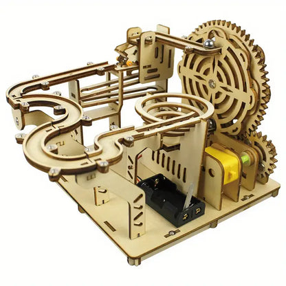 DIY 3D Wooden Puzzle Ball Track Mechanical Puzzle Self-Assembly Toy STEAM Educational Toy Model Making Children's And Adult Gift