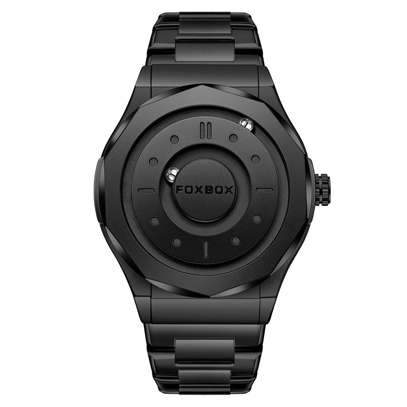 FOXBOX Creative Men's Quartz Wristwatches Outdoor Sports Waterproof Scrolling Pointer Magnetic Force Watch Men Relogio Masculino