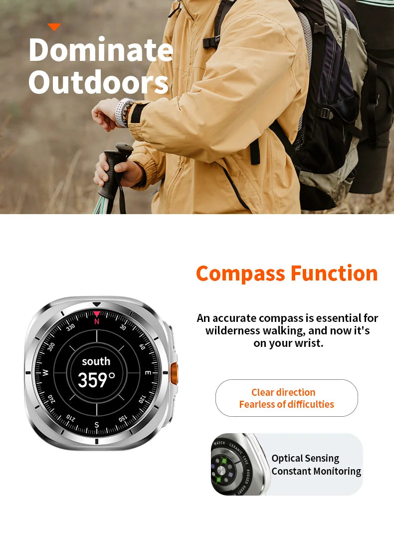 Smart Watch 8 Ultra New Color Matching GPS Compass Smartwatch Bluetooth call NFC IP68 Waterproof Health monitoring Reduction100%