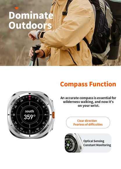 Smart Watch 8 Ultra New Color Matching GPS Compass Smartwatch Bluetooth call NFC IP68 Waterproof Health monitoring Reduction100%