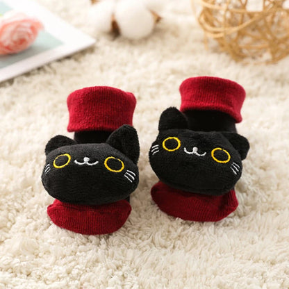 Cartoon Animals Baby Socks Spring Autumn Newborn Middle Tube Sock Non-slip Children Floor Socks Cute Boys Girls Footwear 0-1Year