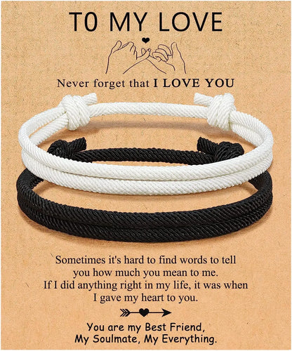 Couples Bracelets To My Men, Boyfriend, Girlfriend, My Love - Anniversary Valentines Day Birthday Christmas Gift for Him and Her