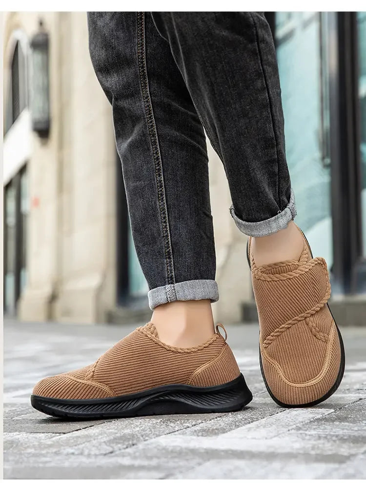Wide Footed Shoes Winter Suede Casual Shoes Men Anti Slip Sole Loafers Women Minimalist Style Snow Comfortable Thick Soled Shoes