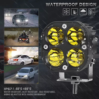 3 Inch 40W 4X4 Mini LED Yellow White Driving Spotlight Work Light Bar Fog Lamp Waterproof Off Road ATV SUV Truck Car Accessories