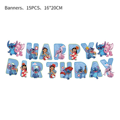 Stitch Party Supplies For Child Lilo And Stitch Birthday Party Decorations Balloons Banner Tablecloth Backdrop Tableware