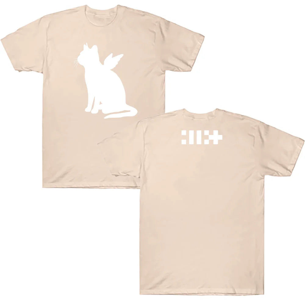 ILLIT Kpop Girl Band T-shirt ILLIT Bomb The Album Cat Angel Print Clothes Korean Style Cotton Women Men Tee-shirt Casual Y2K Tee