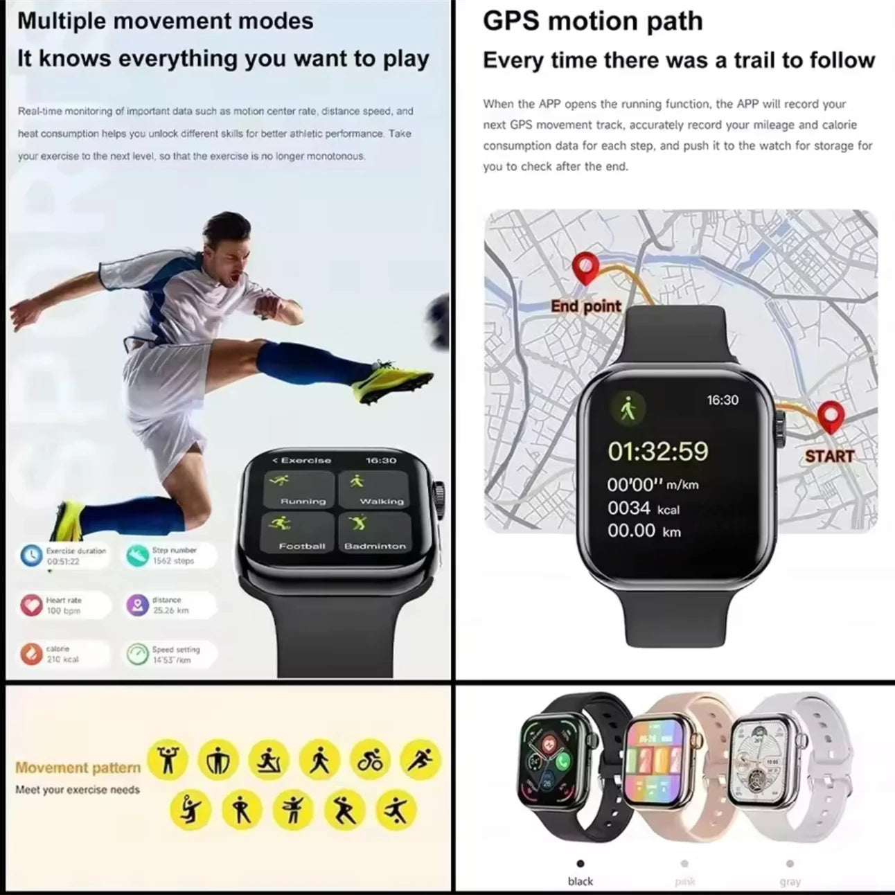 2025 NEW Smart Watch Wireless Charging Smartwatch Bluetooth Calls Men Women Watches Fitness Bracelet Custom Watch Face