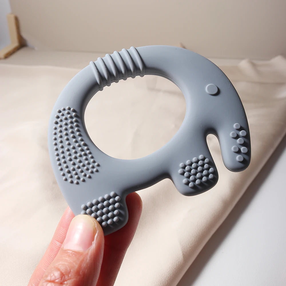 2024 new elephant shape silicone teether Food Grade cut chubby elephant baby Teething toy