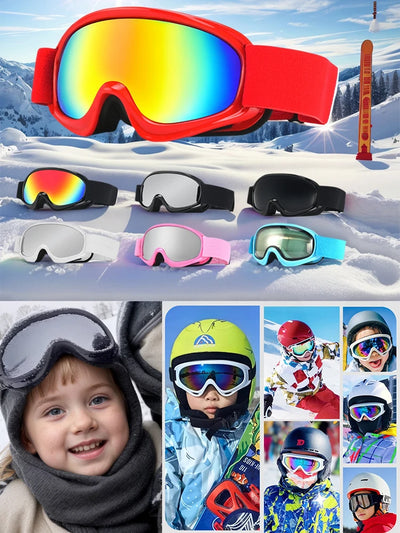 JSJM New Cute Kids Ski Goggles for Age 4-14 Anti-fog UV400 Snow Eyewear Outdoor Sports Winter Snowboard Children Skiing Glasses