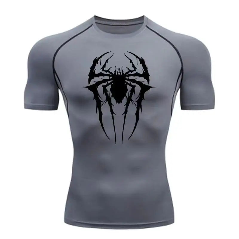 Casual Anime Print Running Compression T-Shirt Men Quick-Drying Fitness Sportswear Gym Sports Long Sleeve Breathable Top S-3XL