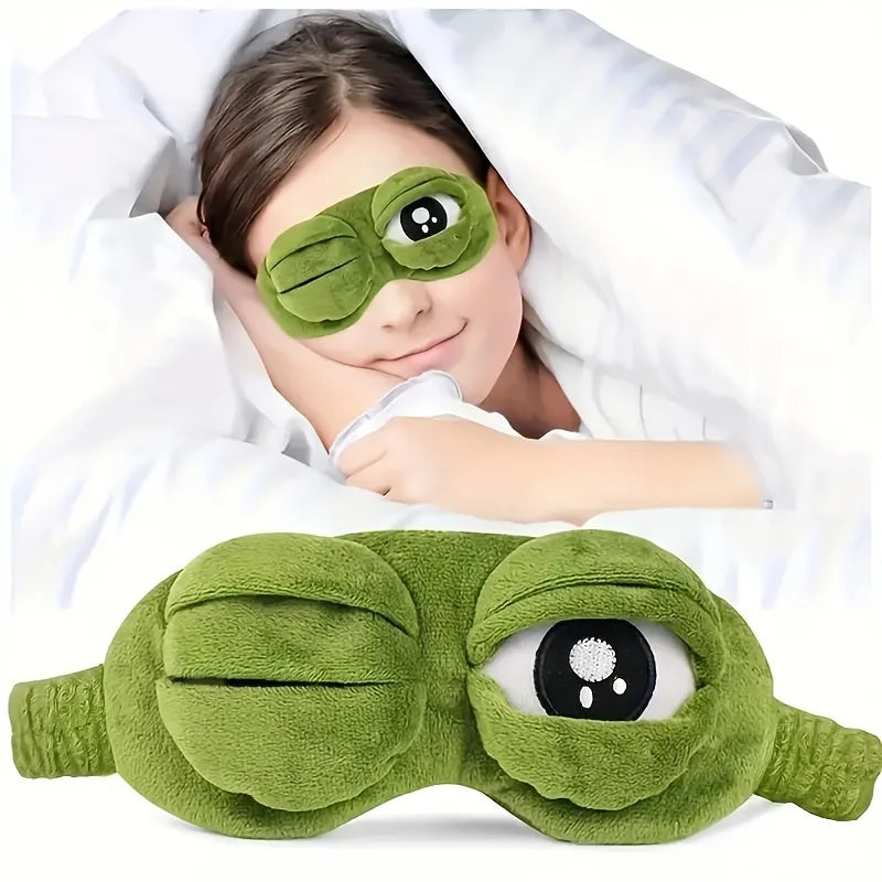 1pc Cute frog sleep eye mask for eye protection during lunch break Power outage. Soft and comfortable eye mask
