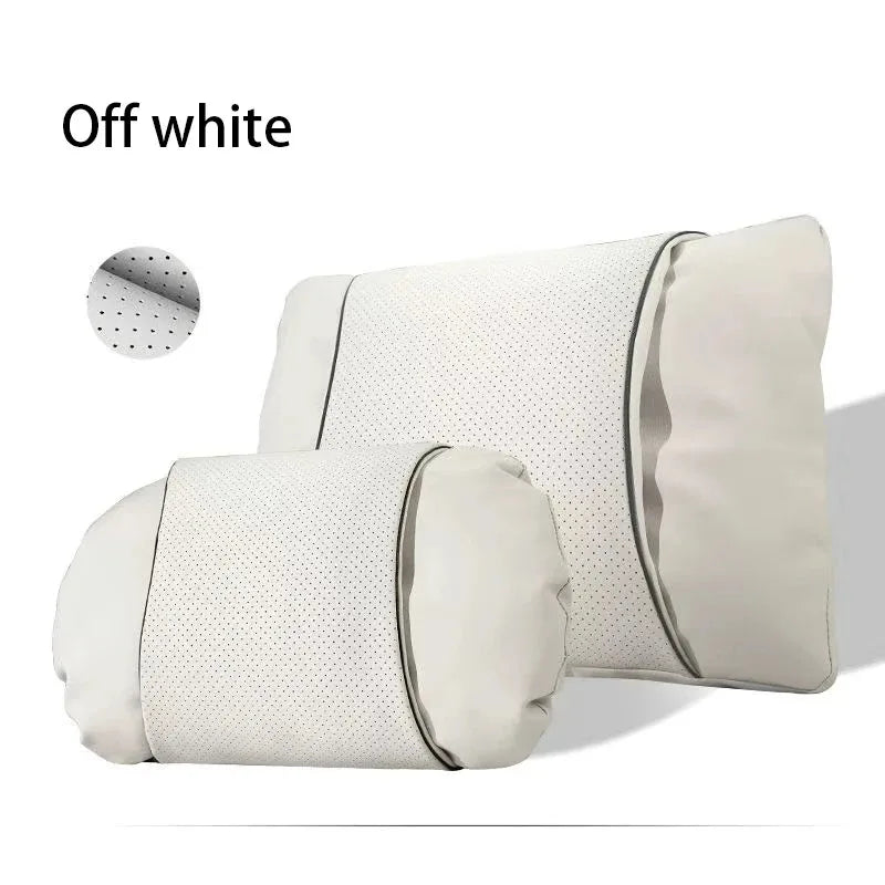 1/2PCS New Car Seats with Nappa Leather Headrests, Breathable Waist Cushions, Neck Pillows, and General Motors Neck Pillows