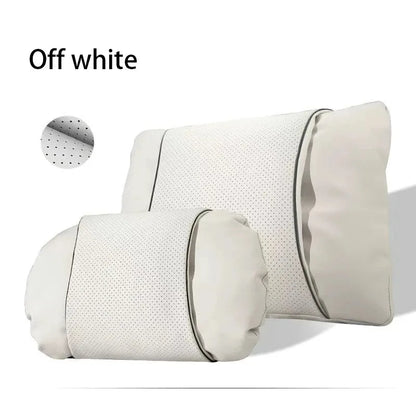 1/2PCS New Car Seats with Nappa Leather Headrests, Breathable Waist Cushions, Neck Pillows, and General Motors Neck Pillows
