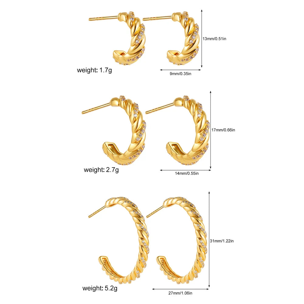 3pair/set Simple Twist Circle Round Hoop Earrings for Women Waterproof Stainless Steel Huggie Ear Buckle Statement Jewelry 2025