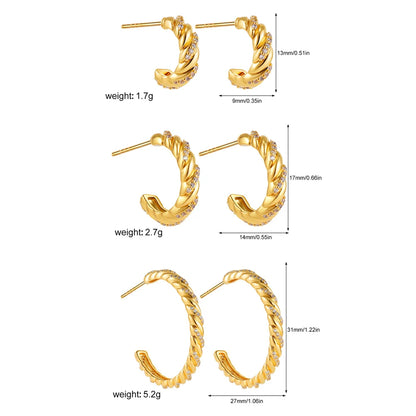 3pair/set Simple Twist Circle Round Hoop Earrings for Women Waterproof Stainless Steel Huggie Ear Buckle Statement Jewelry 2025