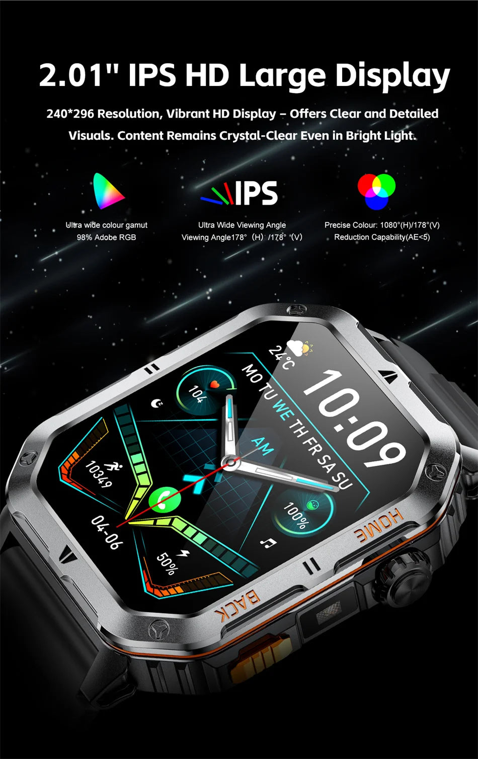 Smart Watch 2.01 Inch Screen Bluetooth Call 1000mAh Voice Assistant Watch Sport Fitness 3ATM Waterproof Smartwatch For Men 2025