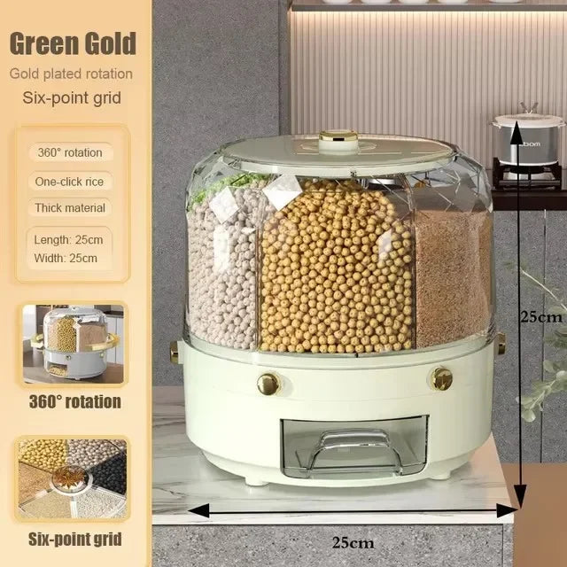 Moisture Proof Rice Bucket Rotating Sealed Grain Bucket Storage Box Practical Storage Box Kitchen Household Kitchen Products