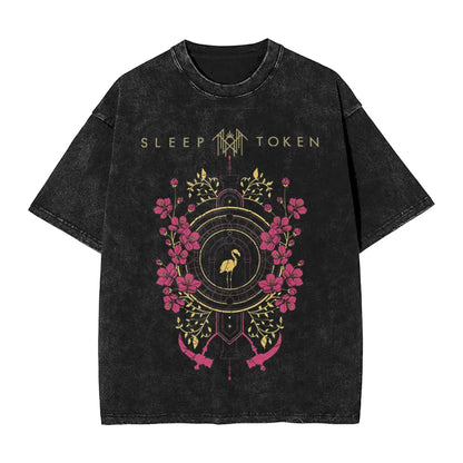 Sleep Rock Music Tokensd Even In Arcadia T Shirt Hip Washed Short Sleeve High Street T-Shirt Fashion for Men Women Streetwear