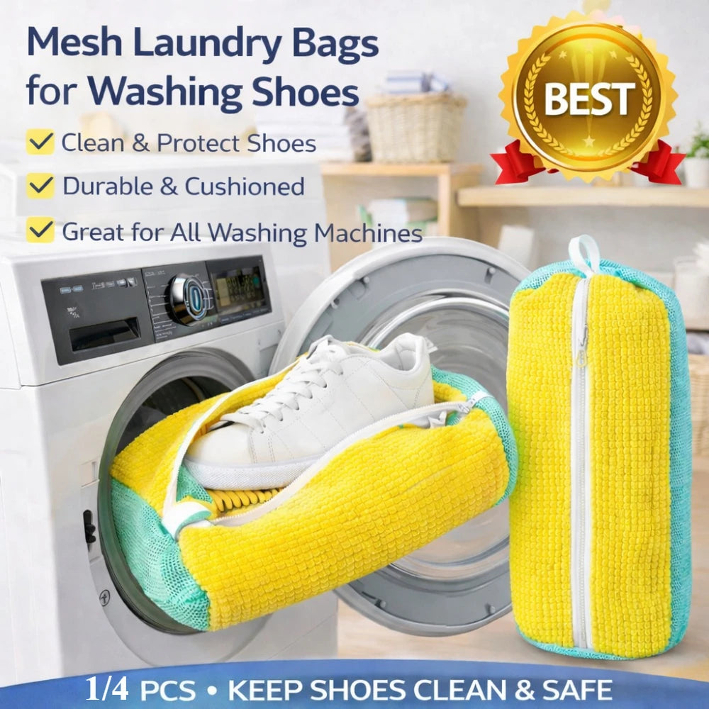 4/1PCS Chenille Shoe Laundry Bag Non-Abrasive Washing Machine Shoe Protector Bag for Sneakers Travel Storage Thickened Mesh Zipp