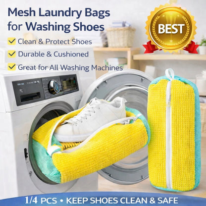 4/1PCS Chenille Shoe Laundry Bag Non-Abrasive Washing Machine Shoe Protector Bag for Sneakers Travel Storage Thickened Mesh Zipp