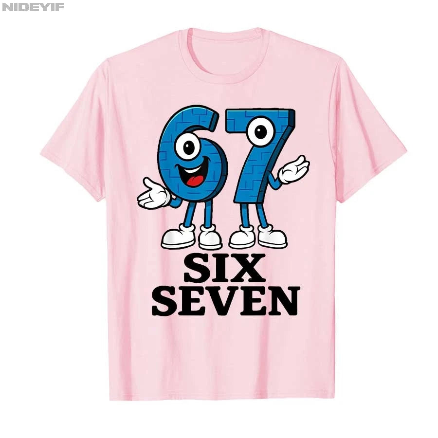 67 Six Seven 6-7 - Funny Italian Brainrot Kids Gaming Meme T-shirt For Men Women 100% Cotton T Shirts Short Sleeve Tops 0925-1