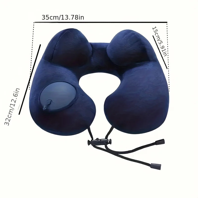 U-Shaped Inflatable Travel Pillow Portable Air Pillow Neck Support Cushion Comfortable Sleeping Pillow Press to inflate pillow