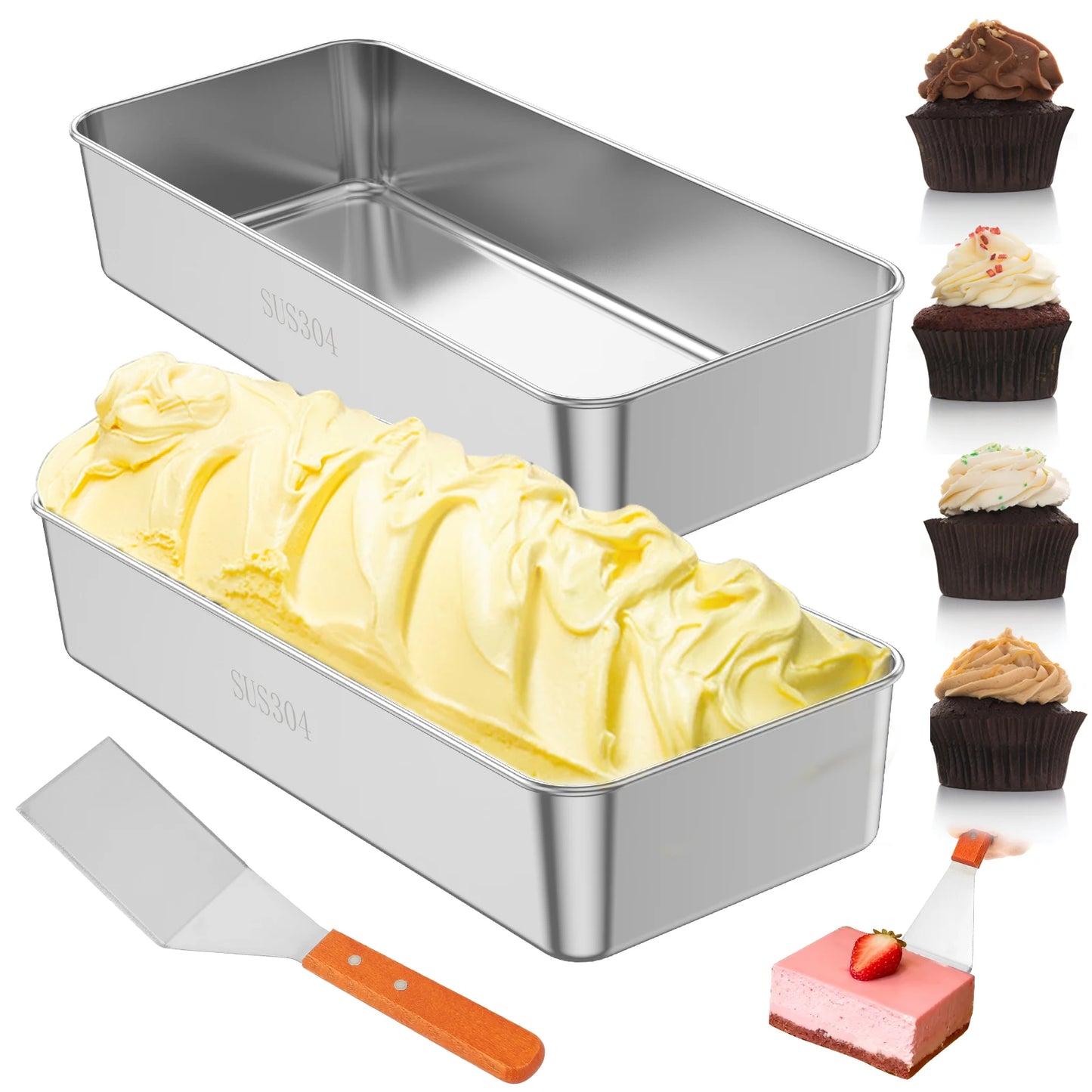 1/2Pc Stainless Steel Baking Pan Tiramisu Cake Baking Tary Easy Release Bread Pan High Temperature Resistant Loaf Tin for Baking