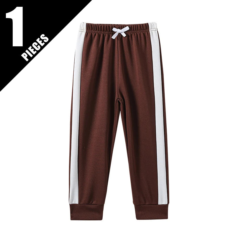 1/3 Piece Autumn And Winter Thin Children's Solid Color Splicing Casual Sports Sweatpants For Boys And Girls Fashionable Pants