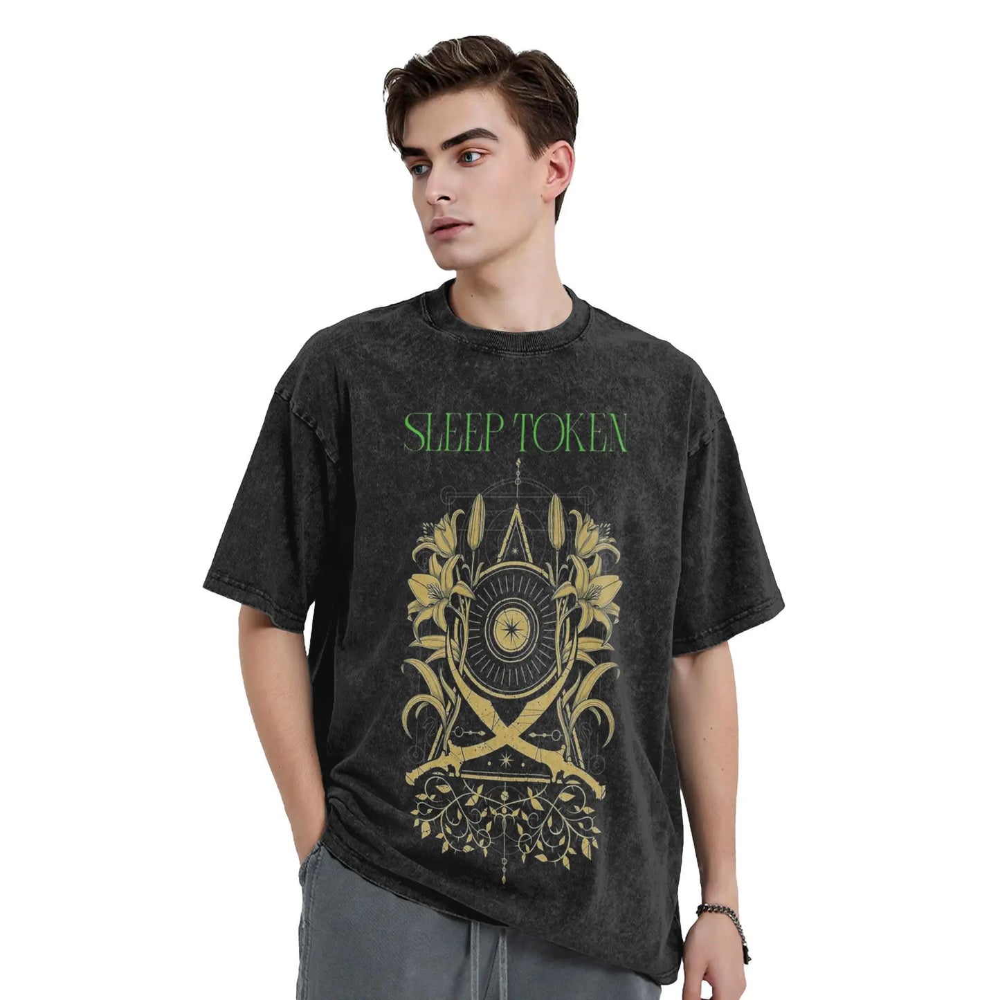 Sleep Rock Music Tokensd Even In Arcadia T Shirt Hip Washed Short Sleeve High Street T-Shirt Fashion for Men Women Streetwear