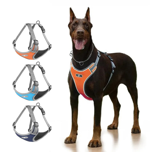 Medium Large No-Pull Dog Harness Reflective Vest Style Harness Leash for Big Dogs Safe Walking Gear Pet Collars P018