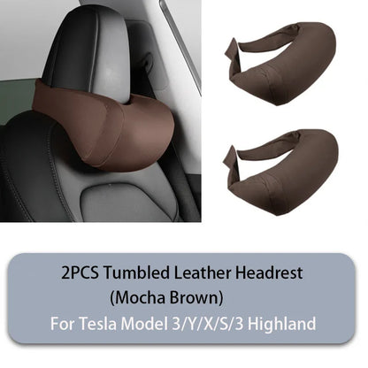 GDBCHZDM Seat Headrest Travel Rest Neck Pillow For Tesla Model 3/Y/X/S suede  Neck Pillow Memory Foam Pillows Car Accessories