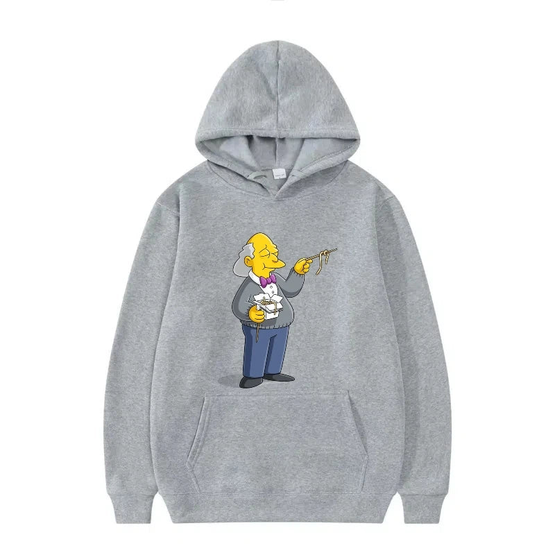 Disney The Simpsons Funny Pattern Casual Hooded Tops Men Woman Loose Comfortable Winter Black Sports Pullovers Fashion Clothing