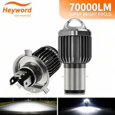 Heyword 70000Lm H4 LED Moto H6 BA20D LED Motorcycle Headlight Bulbs White Yellow Hi Lo Lamp Scooter Accessories Fog Lights 12V