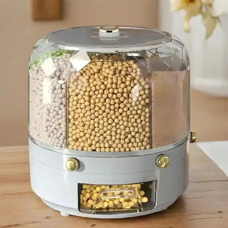 Moisture Proof Rice Bucket Rotating Sealed Grain Bucket Storage Box Practical Storage Box Cereal Dispenser Kitchen Products