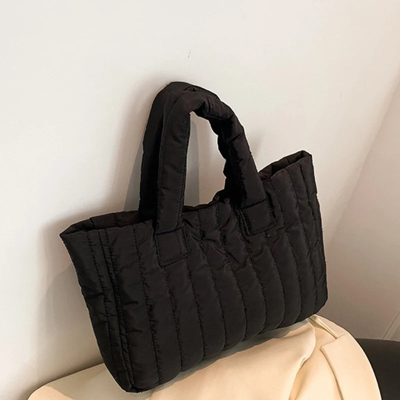 1pcs Ladies Tote Bags Large Capacity Cotton Padded Bag Solid Color Casual Fashion Nylon Elegant for handbag