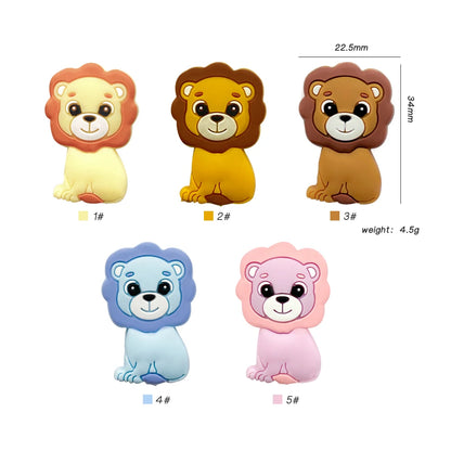 1/3/10pcs Lion Baby Silicone Teether Beads Toy DIY Pacifier Chain Necklaces Pendant Bite Chew Rodent For Teething Kids Toys