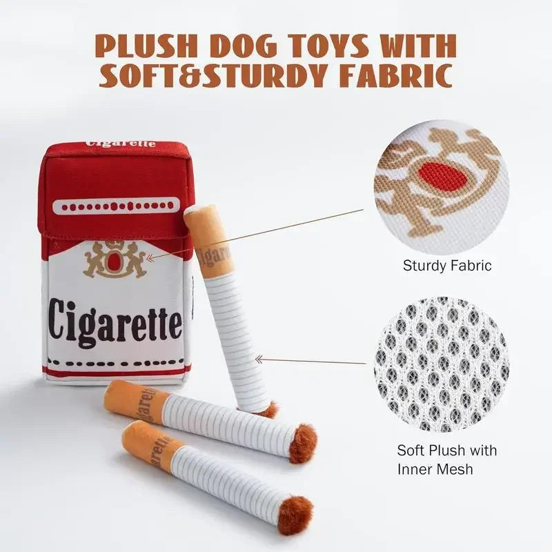 Funny Plush Interactive Cigarette Dog Toy - Good for Chewing A Giggle Gift Box for Dogs Who Love to Play! Accessories Toys Pet