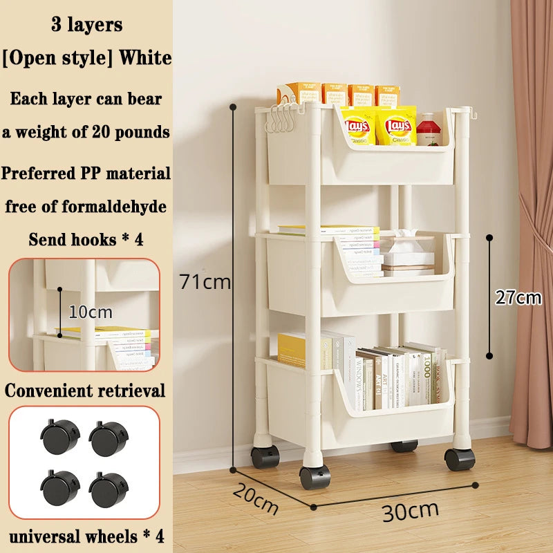 Children's Bookcases Rack Cart Home Toy Storage Reading Shelves Furniture With Wheels Removable Small Bookshelves With Wheels