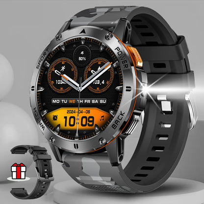 2025  Smart Watch Wireless Calling Weather Forecast Magnetic Charging Waterproof LED Flashlight Men smartwatch For Android IOS