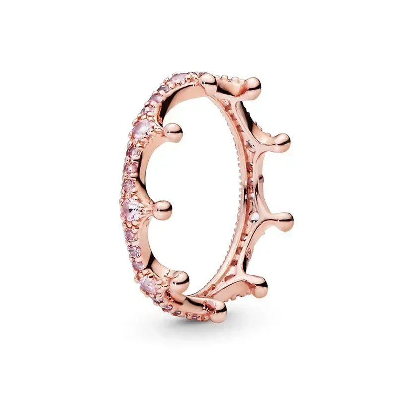 New 925 Sterling Silver Rose Gold Ring Hot Selling, Sparkling, Fashionable and Charming Crystal Ring, Women's Birthday Jewelry