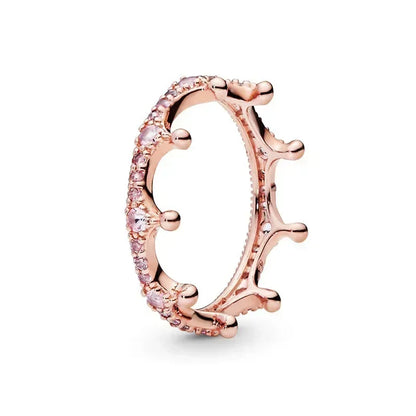 New 925 Sterling Silver Rose Gold Ring Hot Selling, Sparkling, Fashionable and Charming Crystal Ring, Women's Birthday Jewelry
