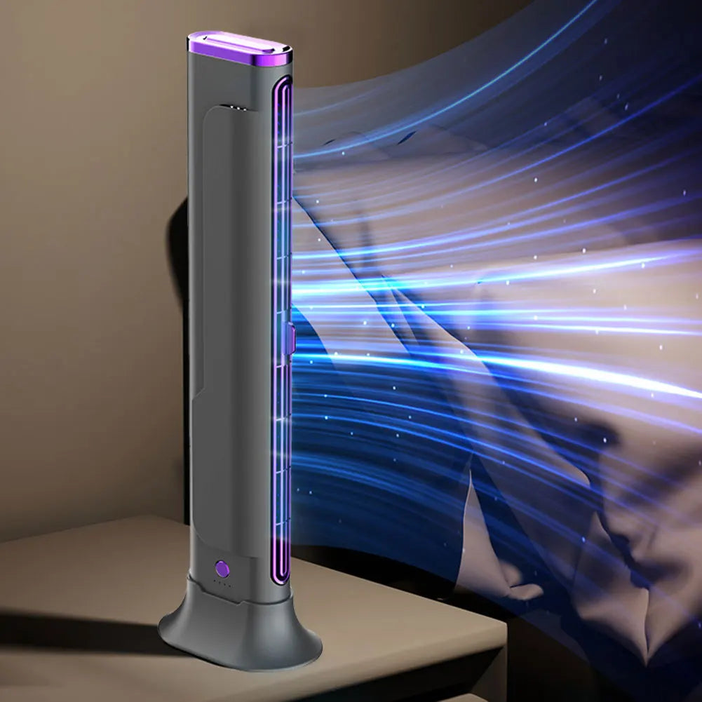 Bladeless Fan Adjustable Vents Air Condition Fan 3 Speed Quiet Desktop Cooling Fan Space-Saving Oscillating Fan for Home Bedroom