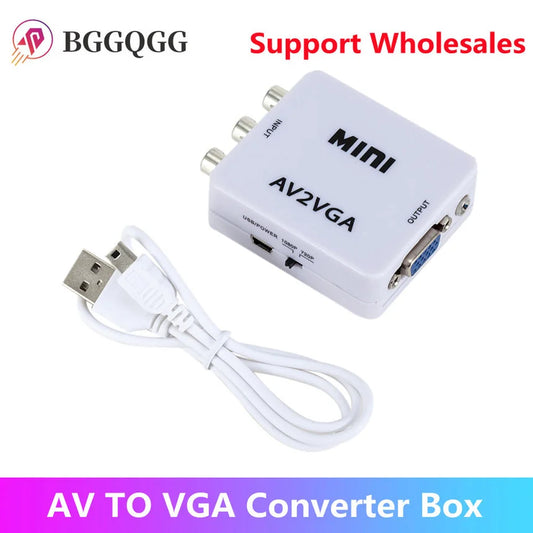 1080P Mini Video Convertor RCA AV to VGA Video Converter Conversor with 3.5mm Audio AV2VGA / CVBS + Audio to PC HDTV Converter