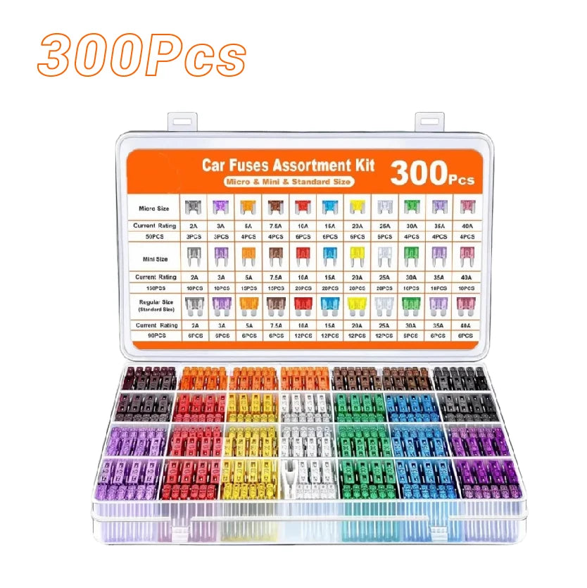 180 300Pcs Medium Small Mixed Car Blade Fuse Assortment Kit Truck Automotive Motorcycle Circuit with Box