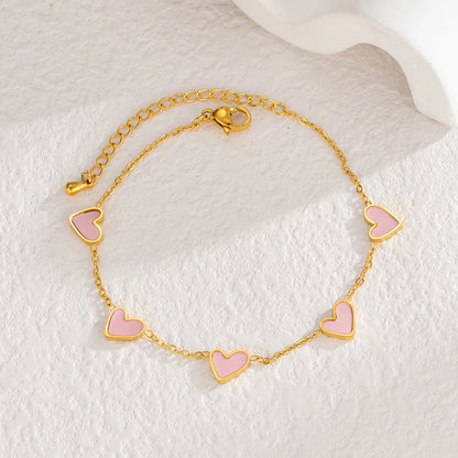 Romantic Heart Love Bracelet for Women Multi-color Stainless Steel Bracelet Gold Plated Luxury Wrist Chain Jewelry Girl Gifts