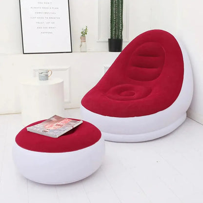 Lazy Inflatable Lounge Chair for Adults Folding Portable Lazy Sofa with Foot Stool Air Couch Sofa for Livingroom and Bedroom