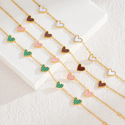 Romantic Heart Love Bracelet for Women Multi-color Stainless Steel Bracelet Gold Plated Luxury Wrist Chain Jewelry Girl Gifts
