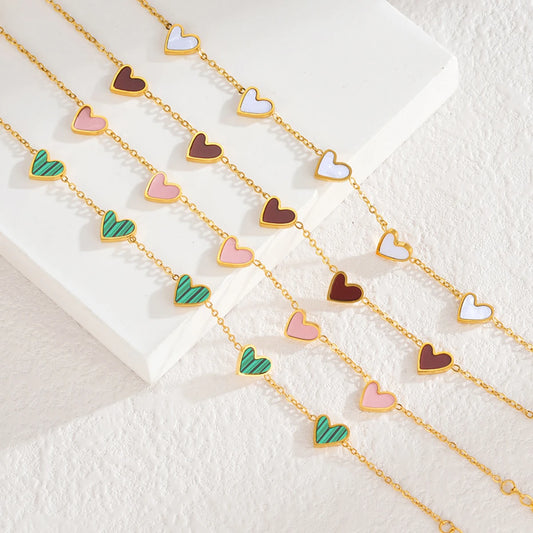 Romantic Heart Love Bracelet for Women Multi-color Stainless Steel Bracelet Gold Plated Luxury Wrist Chain Jewelry Girl Gifts